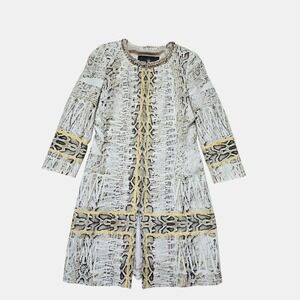 Basler Snakeskin‎ Animal Print Silver Chain Collar Coat Long Jacket 36 Cotton